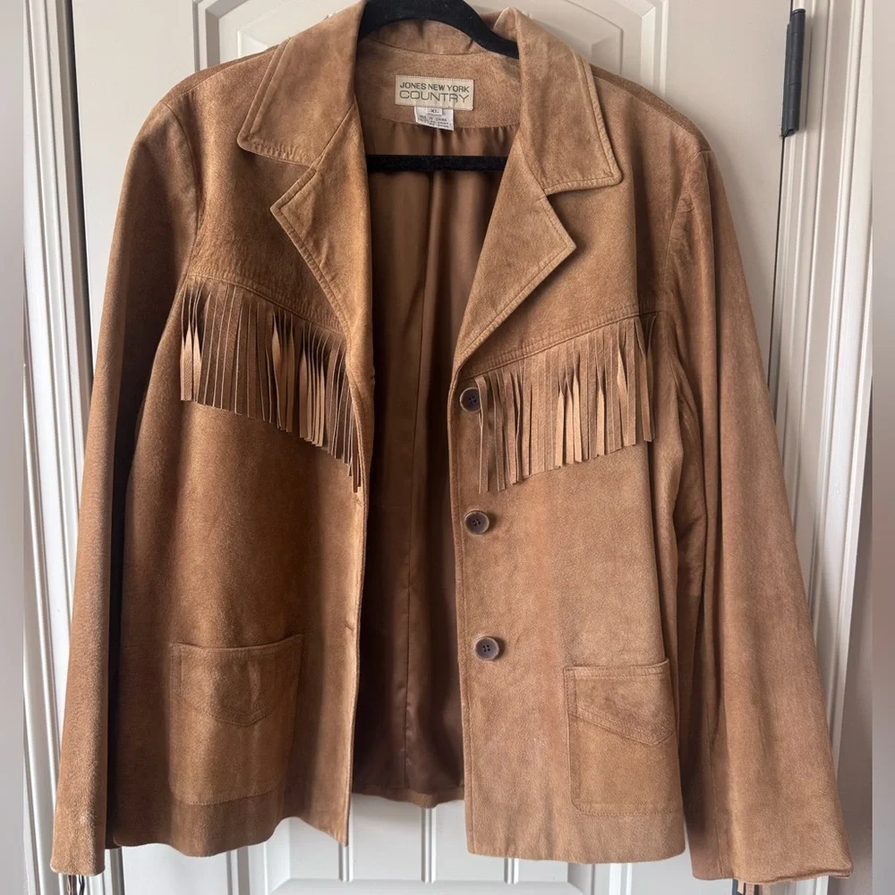 Jones New York Tan Suede Jacket XL - Picture 1 of 4